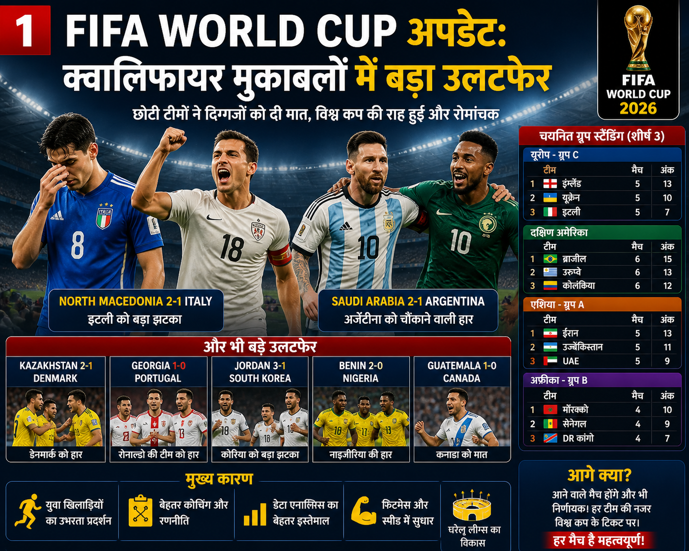 FIFA World Cup अपडेट: क्वालिफायर मुकाबलों में बड़ा उलटफेर